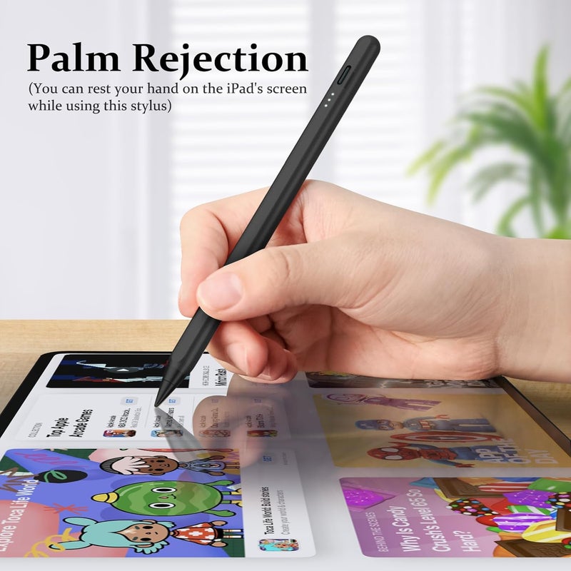 MEKO Stylus Pen for iPad W/Palm Rejection Tilt Sensor,13Mins Fully Charged, Active Apple Pencil Compatible W/iPad 6/7/8/9/10,Pro12.9/11"/M4,Air3/4/5/6,mini5/6(White/Black) - Image 3